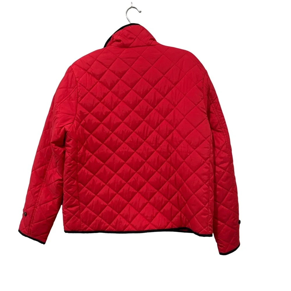 Ralph Lauren Sport Quilted Jacket Womens XL Red Diamond Mock‎ Neck Zip Puffer